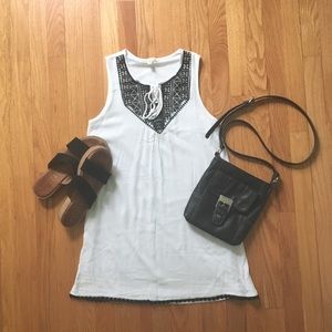 White Dress with Black Detail and Trim